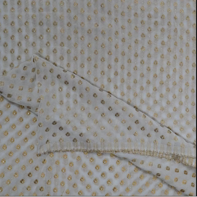 Dyeable Georgette Jacquard Booti fabric