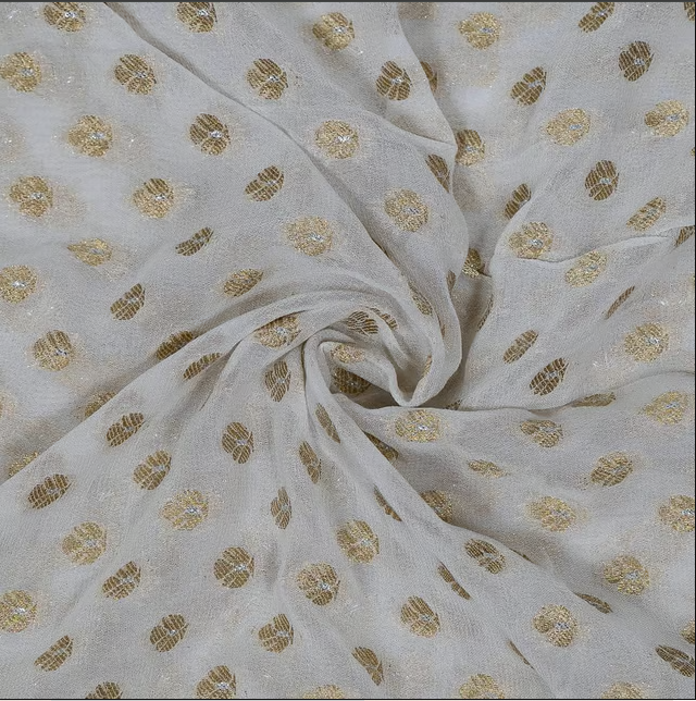 Dyeable Georgette Jacquard Booti fabric