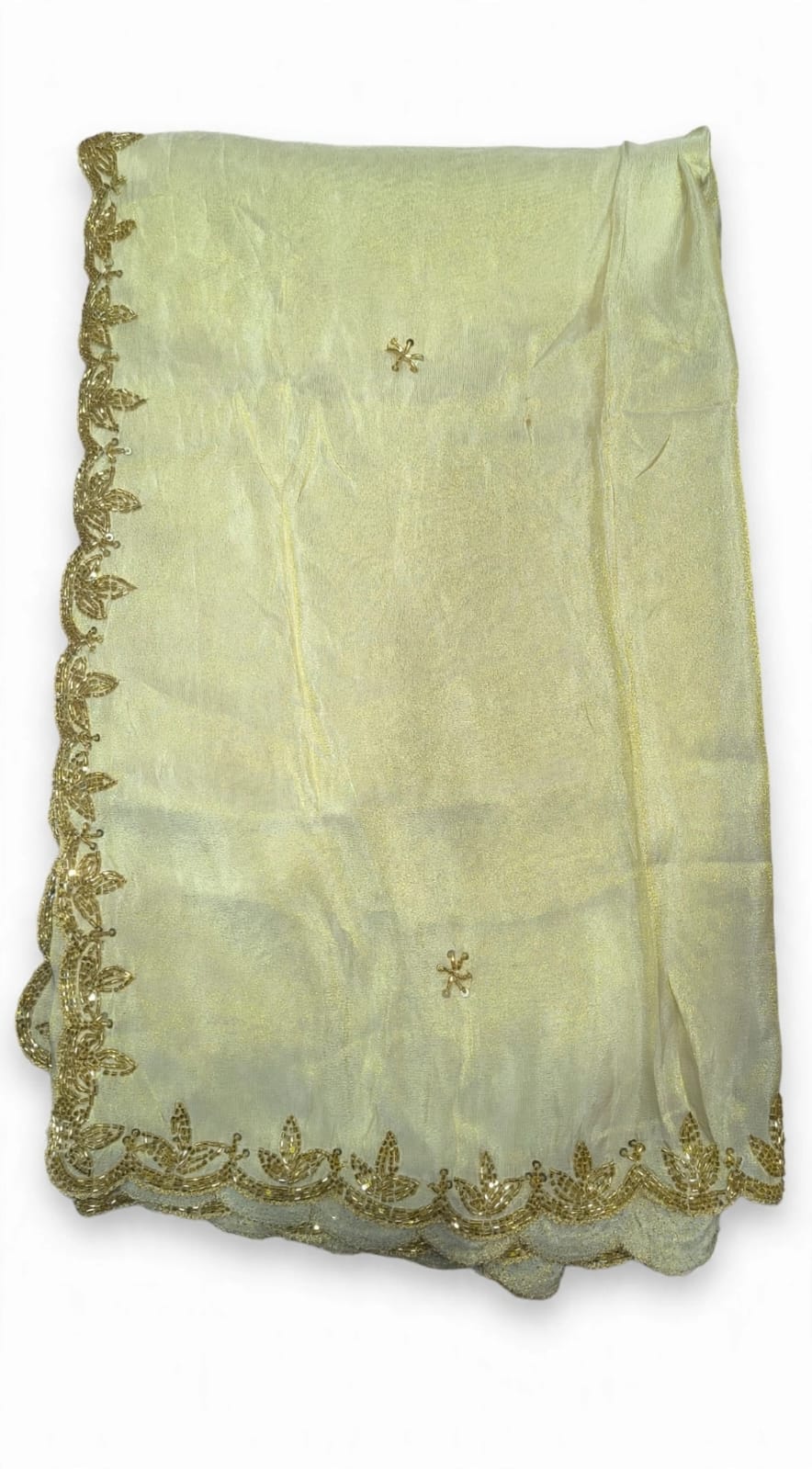 Dyeable Tissue Hand work Gold Beads Dupatta